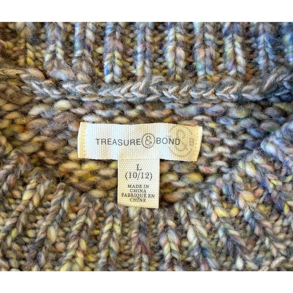 Treasure Bond Women’s Chunky Cropped Alpaca Wool‎ Blend Rainbow Knit Sweater - Picture 6 of 8